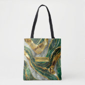 Emerald Green Gold Marble Metallic Luxury Geode トートバッグ (正面)