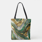 Emerald Green Gold Marble Metallic Luxury Geode トートバッグ (裏面)