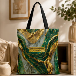 Emerald Green Gold Marble Metallic Luxury Geode トートバッグ