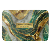 Emerald Green Gold Marble Metallic Luxury Geode バスマット (正面)