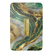 Emerald Green Gold Marble Metallic Luxury Geode バスマット (正面縦)