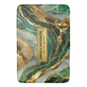 Emerald Green Gold Marble Metallic Luxury Geode バスマット (正面縦)