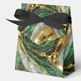 Emerald Green Gold Marble Metallic Luxury Geode フェイバーボックス
