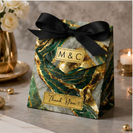 Emerald Green Gold Marble Metallic Luxury Geode フェイバーボックス
