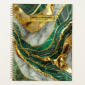 Emerald Green Gold Marble Metallic Luxury Geode プランナー手帳 (正面)