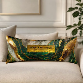 Emerald Green Gold Marble Metallic Luxury Geode ボディピロー