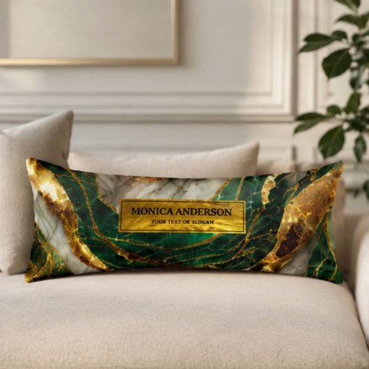  Emerald Green Gold Marble Metallic Luxury Geode ボディピロー