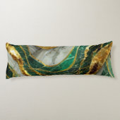  Emerald Green Gold Marble Metallic Luxury Geode ボディピロー (裏面)