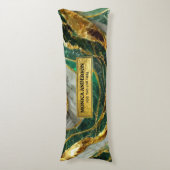  Emerald Green Gold Marble Metallic Luxury Geode ボディピロー (正面縦)