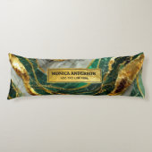  Emerald Green Gold Marble Metallic Luxury Geode ボディピロー (正面)