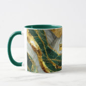 Emerald Green Gold Marble Metallic Luxury Geode マグカップ (左)