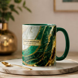 Emerald Green Gold Marble Metallic Luxury Geode マグカップ