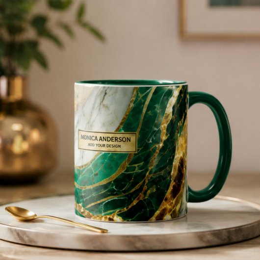 Emerald Green Gold Marble Metallic Luxury Geode マグカップ