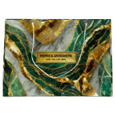 Emerald Green Gold Marble Metallic Luxury Geode ラージペーパーバッグ (正面)