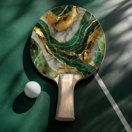 Emerald Green Gold Marble Metallic Luxury Geode 卓球ラケット