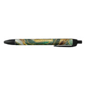 Emerald Green Gold Marble Metallic Luxury Geode 黒ボールペン (ボトム)