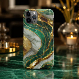 Emerald Green Gold Marble Metallic Luxury Geode iPhone 11 Proケース