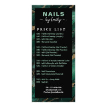 Emerald green Gold Marble Nail Salon Price List