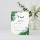 Emerald Green Gold Marble White Wedding RSVP Card (スタンド正面)
