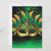 Emerald Green Gold Masks Masquerade Birthday Party 招待状 (裏面)