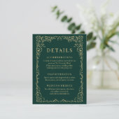 Emerald Green Gold Minimalist Wedding Details 招待状 (スタンド正面)