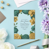 Emerald Green & Gold Modern Botanical Wedding アクリル招待状 (インサイチュ (ウェディング))