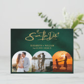 Emerald Green & Gold Modern Elegant セーブザデート (スタンド正面)