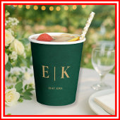 Emerald Green & Gold Monogram Wedding 紙コップ
