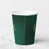 Emerald Green & Gold Monogram Wedding 紙コップ (右)