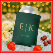 Emerald Green & Gold Monogram Wedding 缶クーラー