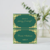 Emerald Green Gold Printed Name Wedding Place Card (スタンド正面)