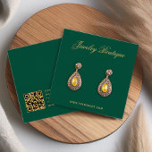 Emerald Green Gold QR Code Earring Display Card