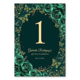 Emerald Green Gold Quinceanera テーブルナンバー