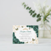 Emerald Green Gold Quinceanera Reception Details エンクロージャーカード (スタンド正面)