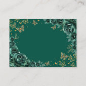 Emerald Green Gold Quinceanera Reception Details エンクロージャーカード (裏面)