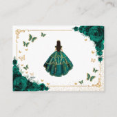 Emerald Green Gold Quinceanera Reception Details エンクロージャーカード (裏面)