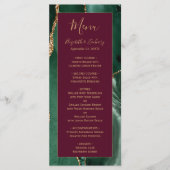 Emerald Green Gold Script Burgundy Wedding Menu メニュー (正面)