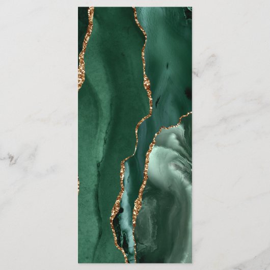 Emerald Green Gold Script Wedding Menu メニュー (裏面)