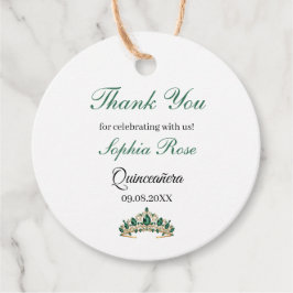 Emerald Green Gold Tiara Quinceañera Favor Tag フェイバータグ