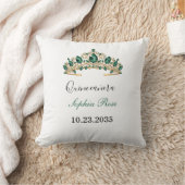 Emerald Green Gold Tiara Quinceañera Pillow クッション (ブランケット)