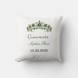 Emerald Green Gold Tiara Quinceañera Pillow クッション