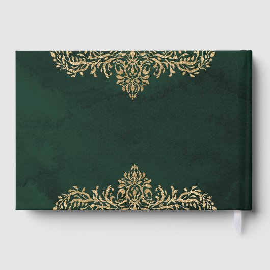 Emerald Green Gold Victorian Ornate Wedding ゲストブック (裏面)