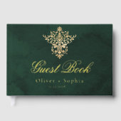 Emerald Green Gold Victorian Ornate Wedding ゲストブック (正面)