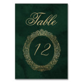 Emerald Green Gold Victorian Wedding table number テーブルナンバー (裏面)