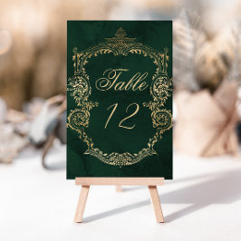 Emerald Green Gold Victorian Wedding table number テーブルナンバー