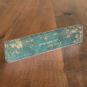 Emerald green Gold Vintage デスクネームプレート (側面)