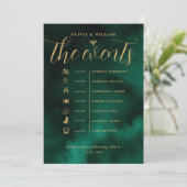 Emerald Green & Gold Wedding Order of Events 招待状 (スタンド正面)