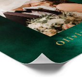 Emerald Green & Gold Wedding PHOTO Table Number  ポスター (角)