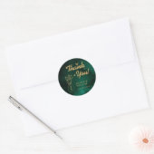 Emerald Green & Gold Wildflower Wedding Thank You ラウンドシール (封筒)