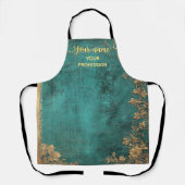  Emerald Green Gold Your name & Profession エプロン (正面)